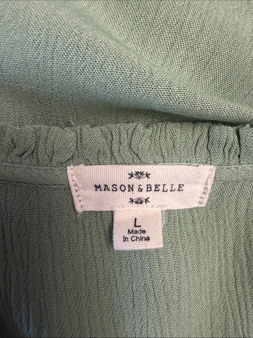 Sleeveless Button-Front Eyelet-Trim Blouse in Sage - Picture 2 of 6